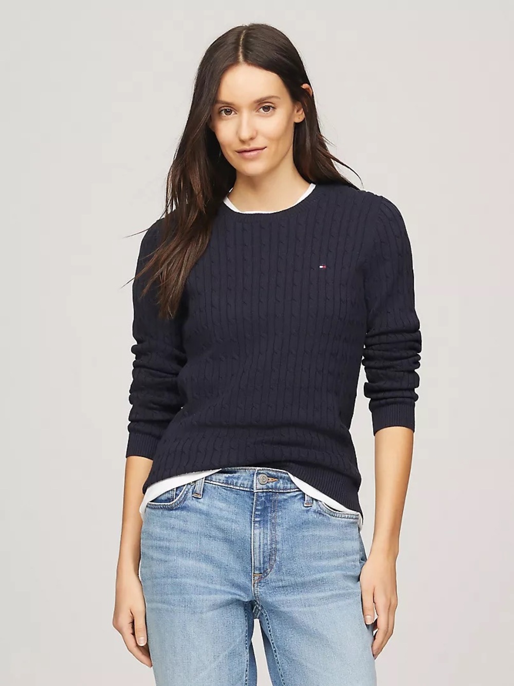 NWT Tommy Hilfiger Long-Sleeve Cable Knit Sweater Navy XL